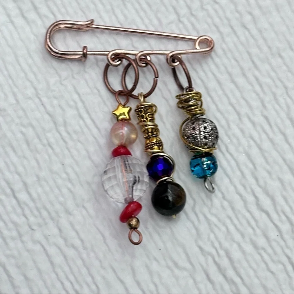 Artisan Glass Bead Brooch | Handmade | Pin Multicolor Wire-Wrapped OOAK 4370